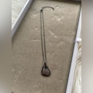 Hematite and clear stone Heart Necklace - Park Lane Jewelry